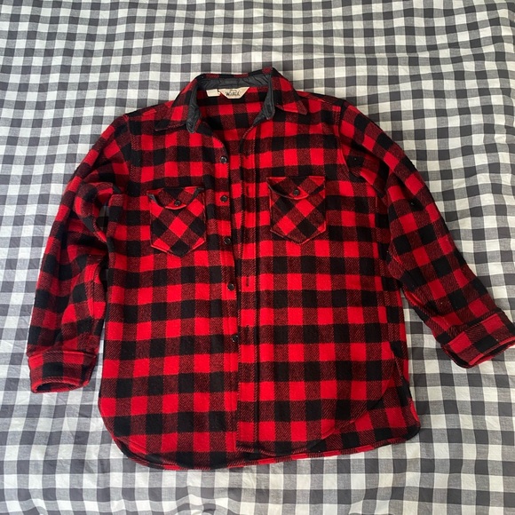 Red and Black Plaid Men's Jacket - Picture 1 of 2